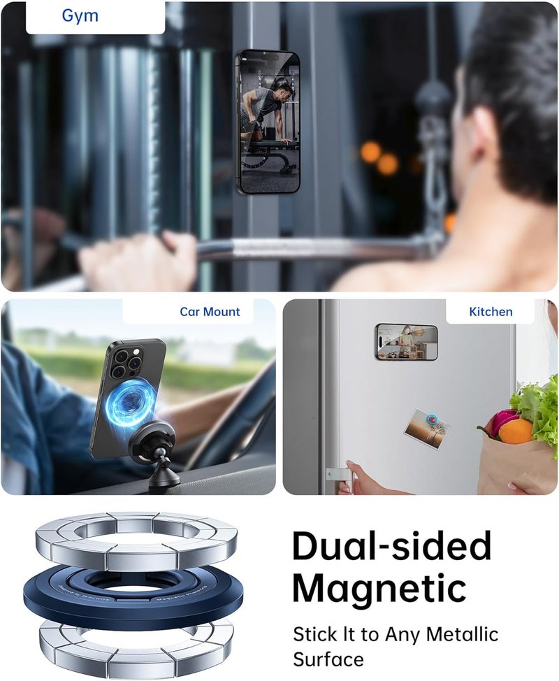 Syncwire for MagSafe Ring Phone Holder, 360° Rotation Magnetic Cell Phone Grip Dual-Sided Magnets Phone Ring Kickstand Compatible with iPhone 17 16 15 14 13 12 Pro Max MagSafe, Android, Samsung etc. - Image 5